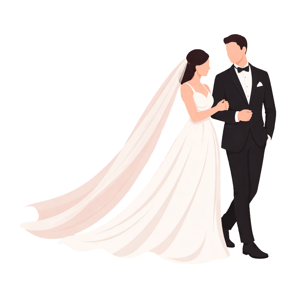 elegant wedding couple walking together